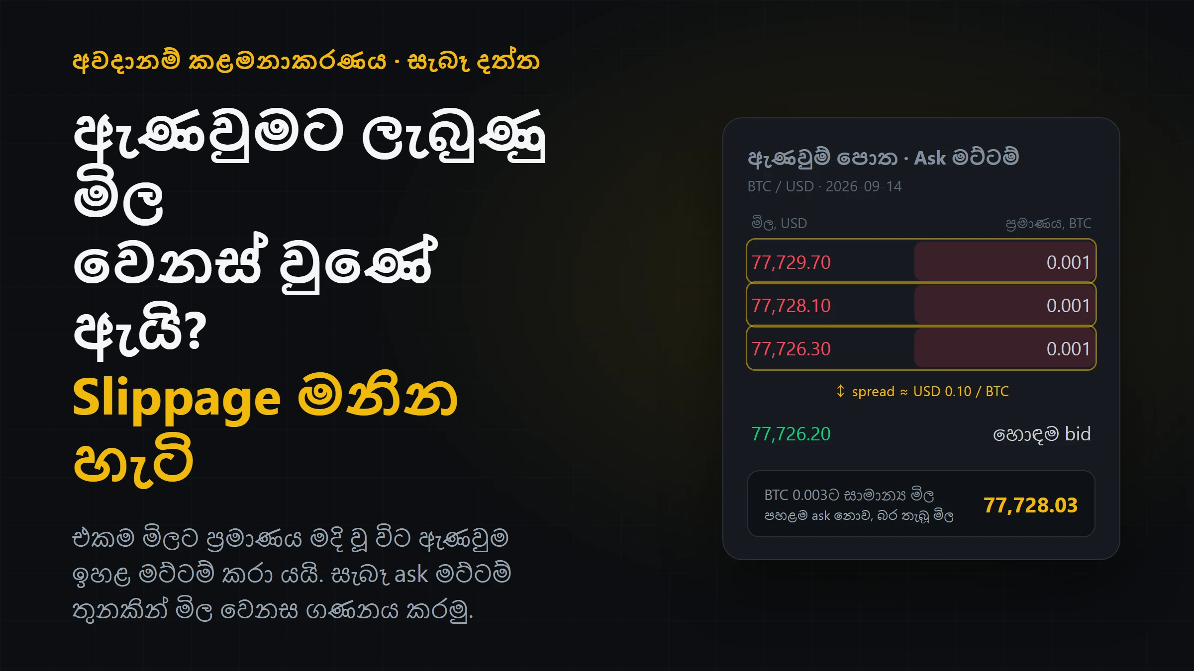 ඇණවුමට ලැබුණු මිල වෙනස් වුණේ ඇයි? Slippage මනින හැටි
